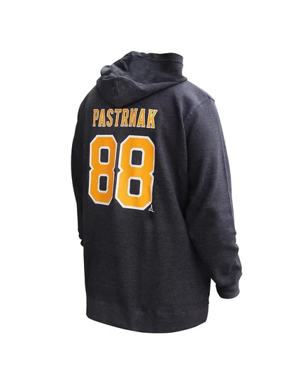Профиль Женский пуловер с капюшоном David Pastrnak Black Boston Bruins, большой размер, название и номер, утепленный black