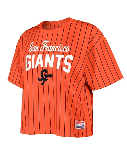 Женская оранжевая футболка в квадратную полоску San Francisco Giants 2025 City Connect от New Era orange
