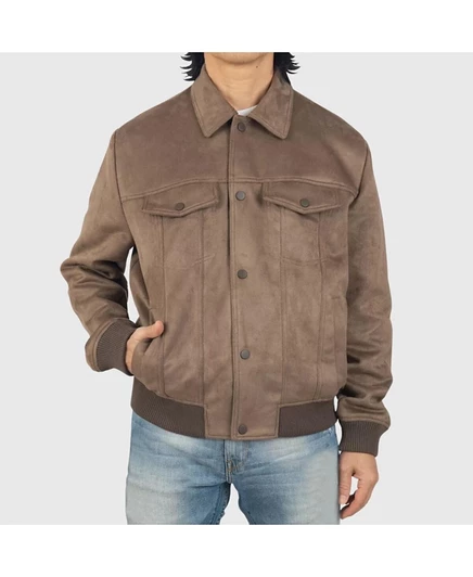 Мужская бомбер Alpine Swiss Blake из микрозамши, коричневая