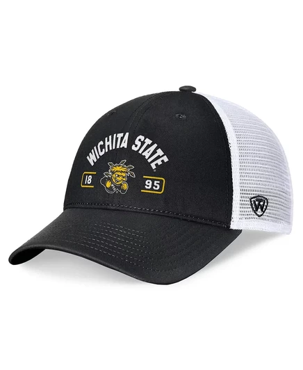 Мужская черно-белая кепка с регулируемой посадкой Wichita State Shockers от Top of the World black, white