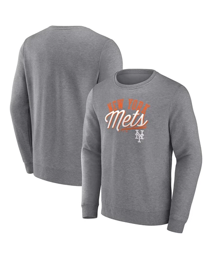 Мужская толстовка-пуловер Fanatics Heather Gray New York Mets Simplicity с капюшоном heather gray