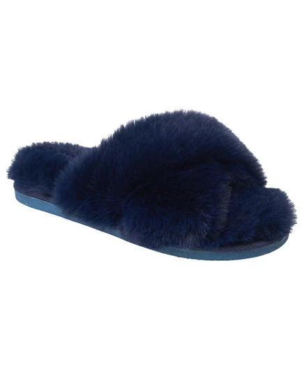 Женские меховые тапочки Nine West X-Band, темно-синие