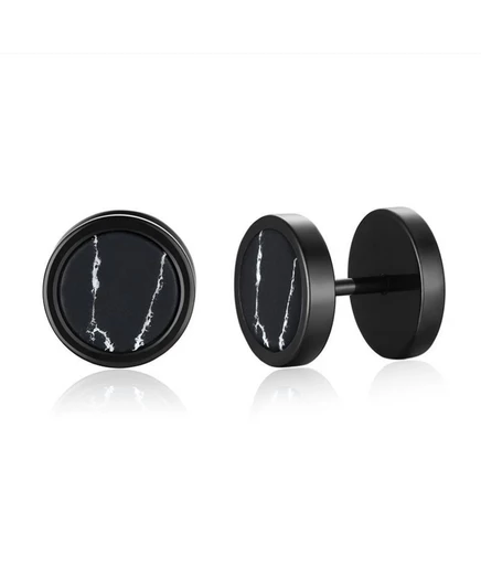 Серьги-гвоздики с круглым камнем из нержавеющей стали black marble