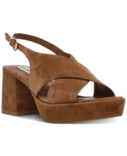  Модельные босоножки на платформе Marino с ремешком на спине  chestnut suede