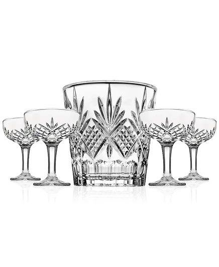 Ведерко для льда Godinger Dublin Crystal из 5 предметов и набор для шампанского Coupe белого цвета