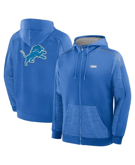 Мужская синяя толстовка с капюшоном Fanatics Detroit Lions Checkdown Pass на молнии