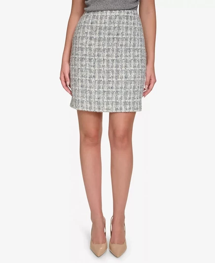  Женская твидовая мини-юбка-карандаш heather grey multi