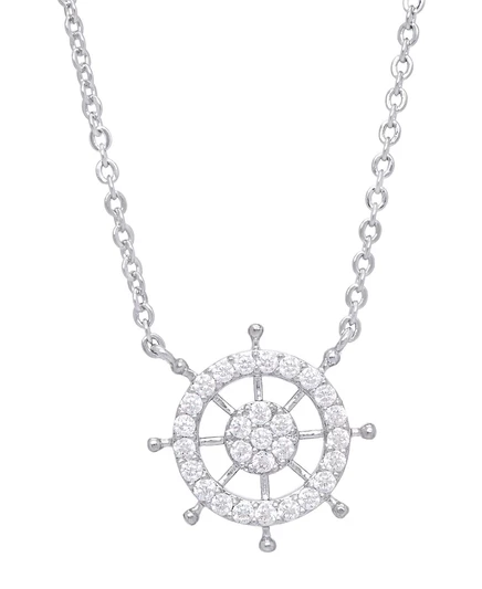 Ожерелье Macy's Ship Wheel с куб. цирконием, 18″, серебристое