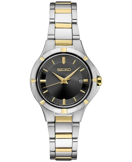 Женские часы Seiko Essential 27 мм, двухцветные, черные