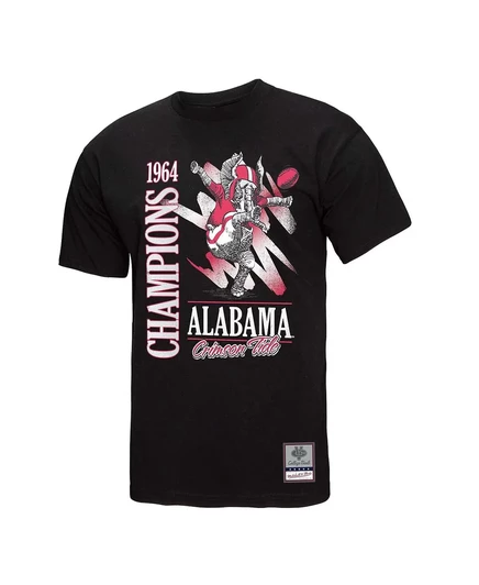 Мужская черная футболка Mitchell & Ness Alabama Crimson Tide в стиле ретро с минеральной чисткой кистью black