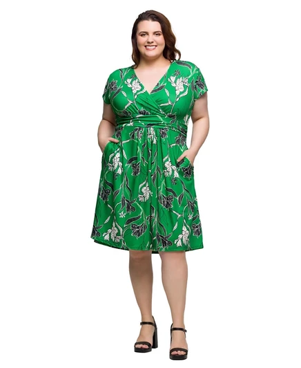 Женское платье 24seven Comfort Apparel plus size, зеленое