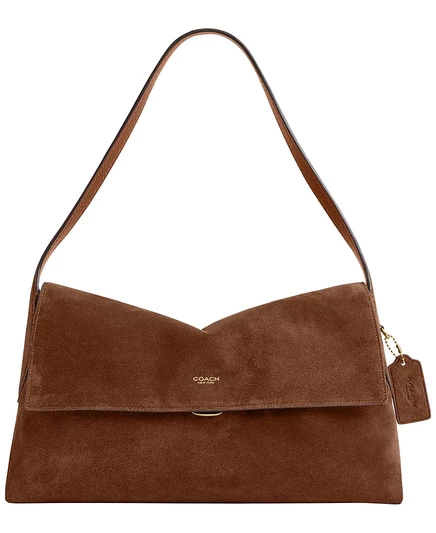 Женская сумка Coach Chelsea Large замшевая, коричневая