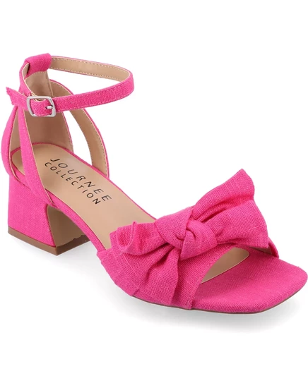  Женские босоножки на блочном каблуке с бантом Zevi hot pink