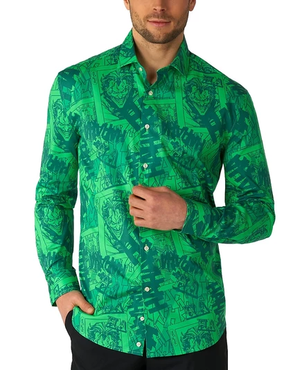 Мужская рубашка Opposuits The Joker приталенная, зеленая