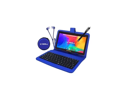 Новый 7-дюймовый планшет Wi-Fi с синей клавиатурой Super Bundle, наушниками и ручкой, 2 ГБ оперативной памяти и 64 ГБ новейшей версии Android 13 blue
