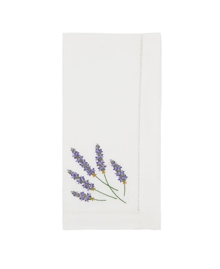 Набор вышитых лавандовых салфеток Saro Lifestyle Garden Bliss размером 6, 20x20 дюймов белого цвета