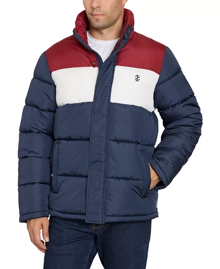  Мужская пуховая куртка в цветную клетку navy colorblock