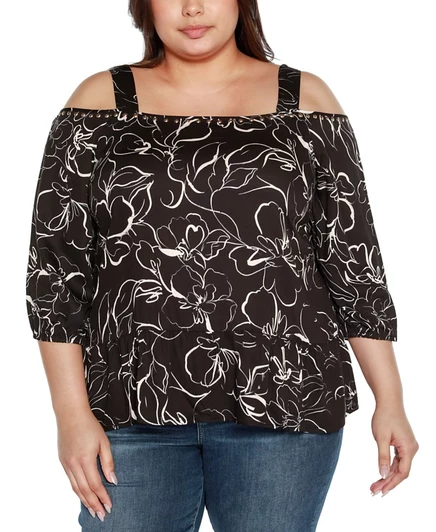 Женский топ Belldini Plus Size, открытые плечи, черный