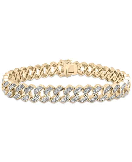 Мужской браслет Macy's Diamond Curb 1 карат, позолоченный