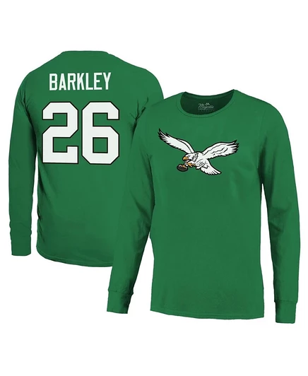 Мужская футболка Majestic Saquon Barkley Eagles, зеленая