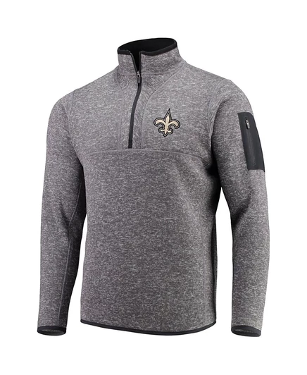 Мужская кофта Antigua Fortune с молнией 1/4 New Orleans Saints, серая
