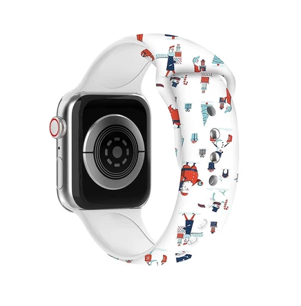 Силиконовый ремешок в рождественском стиле Waloo для Apple Watch white santa