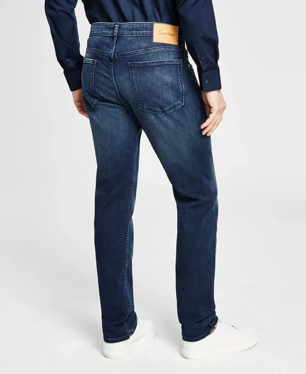 Мужская куртка дальнобойщика Calvin Klein, футболка с круглым вырезом и логотипом и облегающие джинсы-стрейч