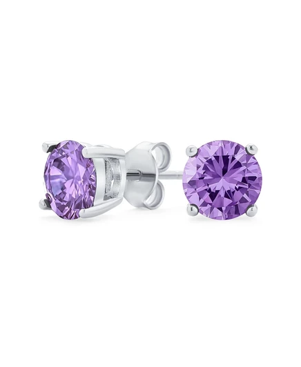 Серьги-гвоздики Bling Jewelry из серебра 925, лавандовые
