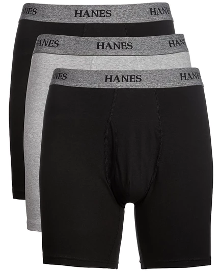 Мужские боксеры Hanes 3 шт. больших размеров, черно-серые