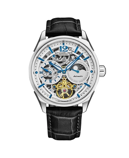 Stuhrling Vanguard 1019 Dual Time Automatic с 42-миллиметровым каркасом silver