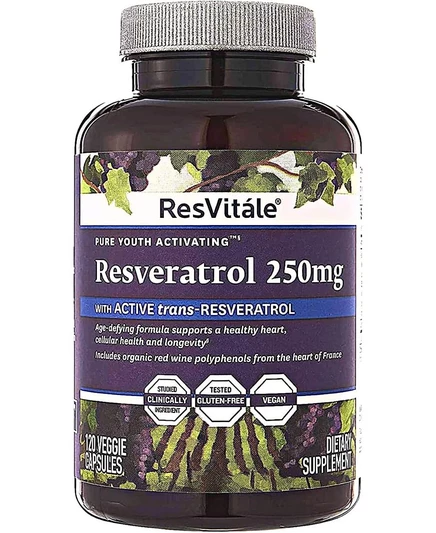 Биодобавка ResVitale Resveratrol 250 мг, антиоксидант