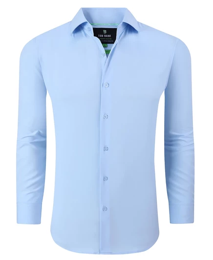  Мужская эластичная однотонная рубашка на пуговицах Performance light blue