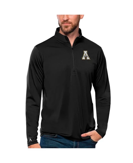 Мужская черная футболка Antigua Men's Appalachian State Mountaineers Tribute с застежкой-молнией на четверти black