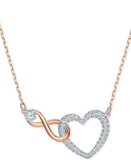 Ожерелье-подвеска Swarovski с двухцветным хрустальным сердцем и символом бесконечности, 14-7/8