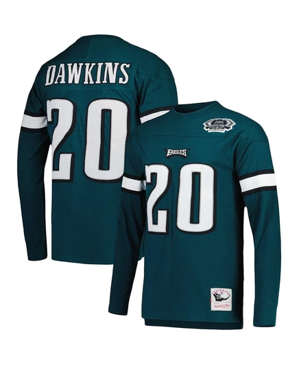 Мужская футболка с длинным рукавом Brian Dawkins Midnight Green Philadelphia Eagles с именем и номером игрока green