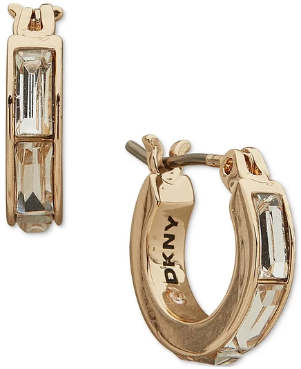 Женские серьги DKNY мини-кольца с кристаллами, 8,6 мм, золотистые