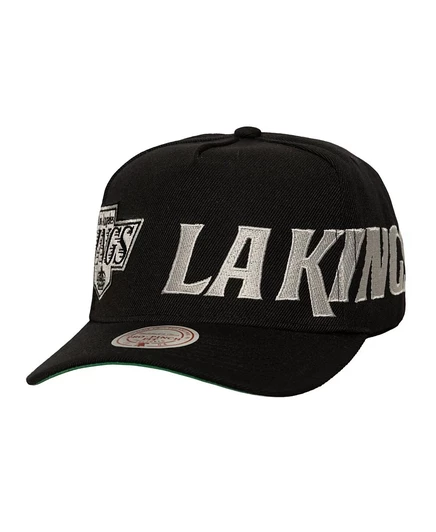 Мужская черная шляпа Mitchell & Ness с логотипом Los Angeles Kings и надписью Wordmark Wrap-Around Pro, регулируемая по размеру, черная