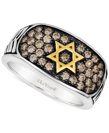 Мужское кольцо Le Vian Star of David 1 карат шоколадные бриллианты, двухцветное золото