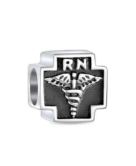 Шарм Bling Jewelry Nurse из серебра 925 оксидированный, черный