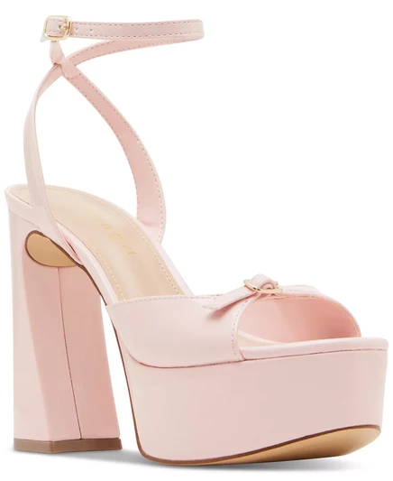  Модельные босоножки Mett на платформе из двух частей light rose patent