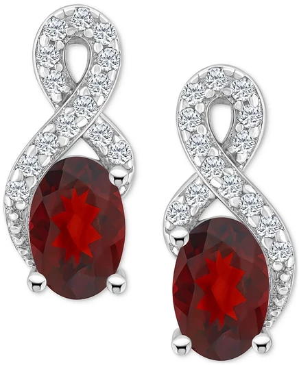 Женские серьги-подвески Macy's, серебро, гранат