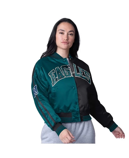 Женская атласная куртка Starter Zone Blitz Philadelphia Eagles, зеленая/черная