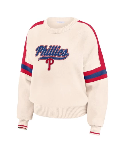 Женский кремовый пуловер в полоску Philadelphia Phillies от бренда WEAR by Erin Andrews. cream, red