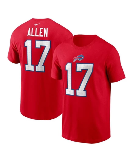 Мужская футболка Josh Allen Red Buffalo Bills с именем и номером игрока red