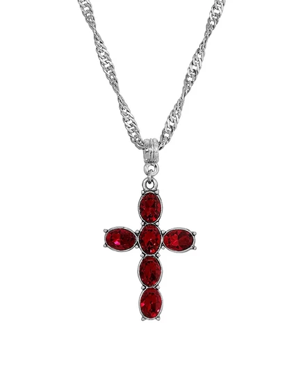 Женское ожерелье Symbols Of Faith Crystal Cross, красное