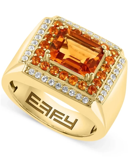 Мужские серьги EFFY® с цитрином (3-1/2 карата) и белым топазом (1/10 карата) из чистого серебра с позолотой. gold