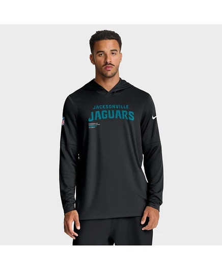 Мужская черная футболка Nike Jacksonville Jaguars Sideline Pure Fury Performance с капюшоном и длинными рукавами от Nike