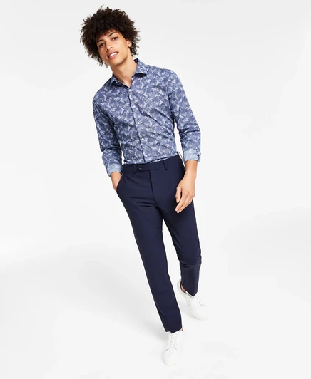 Мужские брюки Bar III Skinny Fit шерстяные смесовые, синие