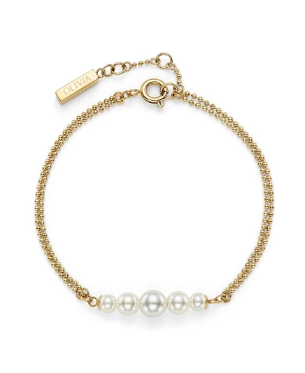 Женский браслет Olivia Burton с жемчугом и бусинами, золотистый