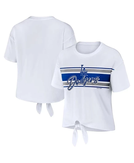 Женская футболка WEAR by Erin Andrews Los Angeles Dodgers с завязкой, белая